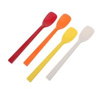 jojofuny 4pcs Compact Silicone Stirring Spoon for Coffee and Espresso Silent, Reusable 6.1in Flat Spatula and Jar Scraper for Café Bars and Coffee Making
