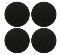 jojofuny 4pcs Cup Coaster Car Mounted Cup Accessories 3.7x3.7x0.3inch Pvc Stable Lightweight Black Auto Pad for Car Interior Daily Life