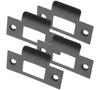 jojofuny 4pcs Door Strike Plate Black - Durable 2-3/4" Deadbolt Strike Plate with 2.13" Hole Spacing for Interior & Exterior Doors - Fits Various Lock Tongues, Ideal for Home & Office Security