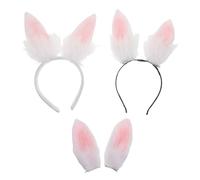 jojofuny 4pcs Easter Bunny Ears Headband Set with Plush Rabbit Hair Clips, Mini Bunny Ear Hair Accessories, Easter Photo Props and Spring Party Costume