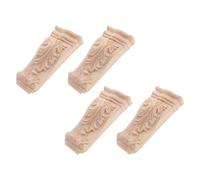 jojofuny 4pcs European Style Hand-Carved Wooden Corbel Brackets for Countertops Shelves Columns, Rustic Decorative Wood Corbels 5.5x12cm, Traditional Architectural Accents for Home and