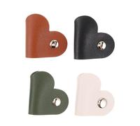 jojofuny 4pcs Heart-Shaped Leather Cable Organizers Cord Holders for Earphone Headphone Charging Wire Data Cord Management Portable Wrap Keepers in Black Brown Green White