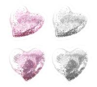jojofuny 4Pcs Heart-Shaped Reusable Cooling Eye Gel Pads for under Eye Care Cold Compress Ice Packs with Pink and Silver Colors Soothing Cooling Pads for Puffiness and Fatigue Relief