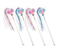 jojofuny 4pcs Interactive Cat Teaser Sticks with Bell Design for Kittens and Cats, Made of Sturdy Abs and Pvc, for Home Use to Engage and Entertain Pets