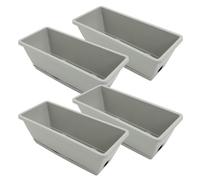 jojofuny 4pcs Large Rectangular Planter Box Set with Tray, Vegetable and Herb Growing Pots for Balcony Gardening, 49cm X 17.8cm X 14.5cm, Beige Window Flower Plant Containers