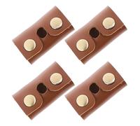 jojofuny 4pcs Leather Razor Head Protective Sheath Safety Razor Head Shield with Visual Access and Impact Resistance for Double Edge Travel Use