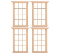 jojofuny 4Pcs Miniature Dollhouse Windows: 1:12 Scale Wooden Window Frames with 12 Panes - Dollhouse Furniture for DIY Mini House Decoration
