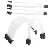 jojofuny 4pcs Power Supply Extension Cable Kit 20cm Cable Set 24-pin 8-pin 6+2 Pin Compatible with Atx Power Supply White