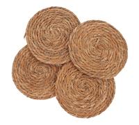 jojofuny 4pcs round Woven Rattan Placemats Antislip and Heat Insulation Features, Natural Handcrafted Grass Coasters for Teacups and Tea Trays, for Kitchen and Living Dining Room Use