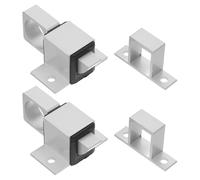 jojofuny 4pcs Self-Closing Spring Latch Set for Doors and Windows, Aluminum Alloy Automatic Bolt Lock with Finger-Return Mechanism, Silver Small Gate and Cabinet Security Latches for Home