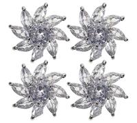 jojofuny 4pcs Snowflake Cubic Zirconia Buttons for Clothes Jackets Windbreakers DIY Craft Decorative Sewing Buttons for Cardigans Coats Backpacks White K