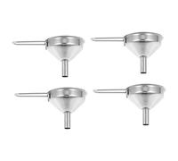 jojofuny 4Pcs Stainless Steel Mini Funnels with Long Handle, Small Kitchen Oil Dispensers for Household Liquid Transfer and Cooking Supply