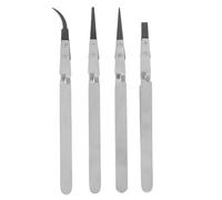 jojofuny 4Pcs Stainless Steel Precision ESD Tweezers Set with Straight, Curved, Angled, and Reverse Tips for Electronics Repair, Jewelry Making, and DIY Crafting