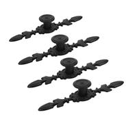 jojofuny 4pcs Vintage Aluminum Alloy Pull Handles Single Hole Cabinet Door Knobs with Backplate for Furniture Wardrobe Closet Dresser Cupboard Hardware Easy Installation