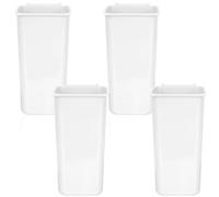 jojofuny 4Pcs White Desktop Trash Can with Lid, Plastic Kitchen Dust Bin and Wastepaper Organizer, Multi-Function Small Garbage Container for Home Office Bathroom
