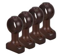 jojofuny 4pcs Wooden Curtain Rod Brackets Single Hole Support for 35mm Rods Deep Coffee Color, Wall-Mounted Curtain Pole Holders for Window Drapery, Roman Pole Fixed Brackets for Home
