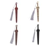 jojofuny 4pcs Wooden Sword Bookmark: Creative Sword Charm Pendant for Reading - Chinese Style Page Marker with Tassel - Unique Craft Charm for DIY