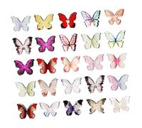 jojofuny 50 Pcs Mini Resin Butterflies for Crafts Small Decorative Charms for Bouquets Cake Decorating DIY Projects Assorted Miniature Figurines