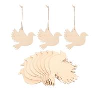 jojofuny 50Pcs Bird Shaped Unfinished Wood Slices with Holes and Twine Natural Wooden DIY Craft Cutouts for Hanging Ornaments, Party Decorations, and Home Décor