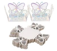 jojofuny 50pcs Butterfly Candy Boxes Hollow Square Paper Wrappers, Decorative Truffle Liners for Wedding, Birthday, Shower, Valentine’s Day Party Favors and Dessert Packaging