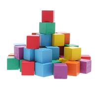 jojofuny 50pcs DIY Colorful Cube Colors Blocks Geometric Crafting Craft Cubes Building Crafts Hardwood Square Cube Small Projects Rainbow Plain for Colored Bamboo