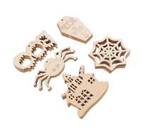 jojofuny 50pcs Halloween Unfinished Wood Slices DIY Decorative Wooden Cutouts for Autumn Crafts with Spider Castle Boo Designs and Other