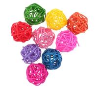jojofuny 50pcs Parrot Chewing Rattan Ball Colorful Multi-purpose Natural Grass Rattan 3cm Spherical Wicker Ball for Home DIY Parrot Bird Supplies Random Color