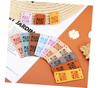 jojofuny 50pcs PU Leather Handmade Clothing Labels for Knitting Crochet Sewing Embossed Tags in Colors for Hats Apparel Crafts Easy to Attach for DIY Handmade Creations