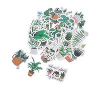 jojofuny 50pcs Tropical Plant Stickers PVC Vinyl Decals for Water Bottles Phone Cases Scrapbooks Journals Laptops Botanical Leaf and Cactus Designs for DIY Creative Decoration
