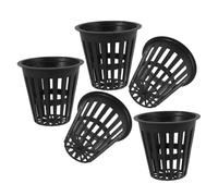 jojofuny 5Pcs 2-Inch Black Plastic Hydroponic Slotted Mesh Net Cups for Orchids and Aquaponics, Small Plant Growing Baskets for Soil-Free Cultivation in Garden and Indoor Use