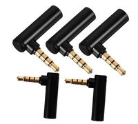 jojofuny 5pcs 3.5mm Male to Female Adapter 90 Degree Audio Connector for Mobile Phones Tablets Laptops Black Right Angle Connector for Personal and Office Use