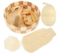 jojofuny 5pcs Bath Set Pumice Stone Brush, Body Scrubber, Foot File and Bath Gloves for Skin Care and Exfoliating, Suitable for Body and Foot Cleaning