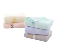 jojofuny 5pcs Cartoon Cotton ’s Absorbent Hand and Face Towels Set, Soft Embroidered Washcloths for Babies, Multi-Color (Yellow, Pink, Green, Blue, Gray)
