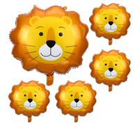 jojofuny 5Pcs Cartoon Lion Shaped Aluminum Foil Balloons, Jungle Theme Party Decorations, Adorable Lion Modeling Balloons for Birthday and Event Supplies