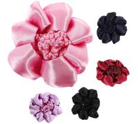jojofuny 5pcs Elastic Hair Nets for Hair Bun Holding Net Satin Lace Edge for Dance Performance Nurse and Office Use Black Navy Pink Wine Red Light Purple