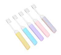 jojofuny 5pcs Foldable Ergonomic Toothbrush Set for Travel and Home Use, Portable Plastic and Polypropylene Compact Size Toothbrushes for Convenient Daily Oral Care Random Color