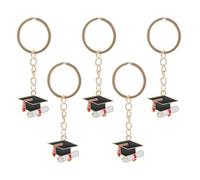 jojofuny 5Pcs Graduation Keychains with Doctor Hat Charm - Metal Key Rings for Graduation Student Souvenir Keyring Set Bag and Car Hanging Ornaments