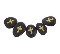 jojofuny 5pcs Inspirational Catholic Pocket Stone with Cross Engraved on Natural Pebbles, Black Handheld Comfort and Spiritual Support for Baptism Favors and Emotional Reassurance