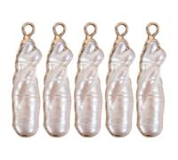 jojofuny 5pcs Irregular Pearl Pendant Charms: Natural Fresh Water Pearls With Metal Edge For Diy Jewelry Crafting Bracelet Necklace Earring Charms