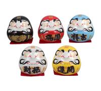 jojofuny 5pcs Japanese Ceramic Bodhidharma Figurines Small Dolls for Car Dashboard Decoration and Home Table Decor Symbol of Good Luck and Versatile Placement