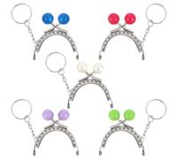 jojofuny 5Pcs Kiss Lock Purse Frames with Candy Beads 2.17In Metal Bag Clutch Diy Craft Frames for Handmade Coin Wallets