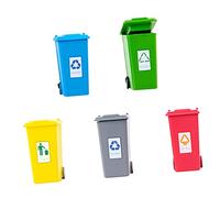 jojofuny 5pcs Mini Trash Can Model for Sand Table Decor DIY Garbage Bin Ornament with Smooth Surface and Sign Cute Dollhouse Scene Accessory for Desktop and Miniature Displays