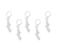 jojofuny 5pcs Small Keychains Key Holder Zinc Alloy Creative Stylish Metal Shark Keychain with Bottle Opener for Home Bar Use