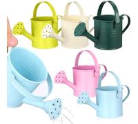 jojofuny 5Pcs Small Metal Watering Can with Long Spout Colourful Iron Watering Tin for Indoor Plants Succulents and Balcony Gardening Lightweight Flower Water Pot Set