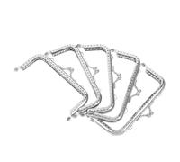 jojofuny 5pcs Square Silver Clutch Frame Purse Lock Metal Handbag Making Accessories with Decorative Beads for DIY Wallet Craft Bag Hardware