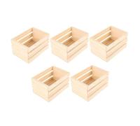 jojofuny 5pcs Wooden Crates for Dollhouse Decor Unfinished Pine Fruit Baskets Versatile Miniature Storage Boxes for Projects and Display Supermarket Models