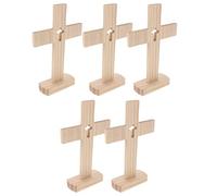 jojofuny 5pcs Wooden Crosses Religious Decor for Church Altar and Home Compact Standing Prayer Crucifix Tabletop Display for Christian Celebrations