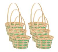 jojofuny 6 Pcs Small Green Bamboo Woven Flower Baskets Handheld Round Floral Arrangement Home Decorative Storage Bins and Practical for Fresh Artificial Flowers