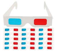 Jojofuny 60pcs 3D Paper Glasses,Red and Blue Anaglyph Cardboard Glasses with White Frame for Movies, TV, and Films