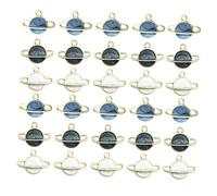 jojofuny 60pcs DIY Alloy Planet Pendants for Jewelry Making Enamel Charms Blue Black White for Necklaces Bracelets and Craft Decorations